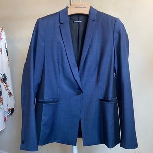 Tahari single button blazer, blue with black accents